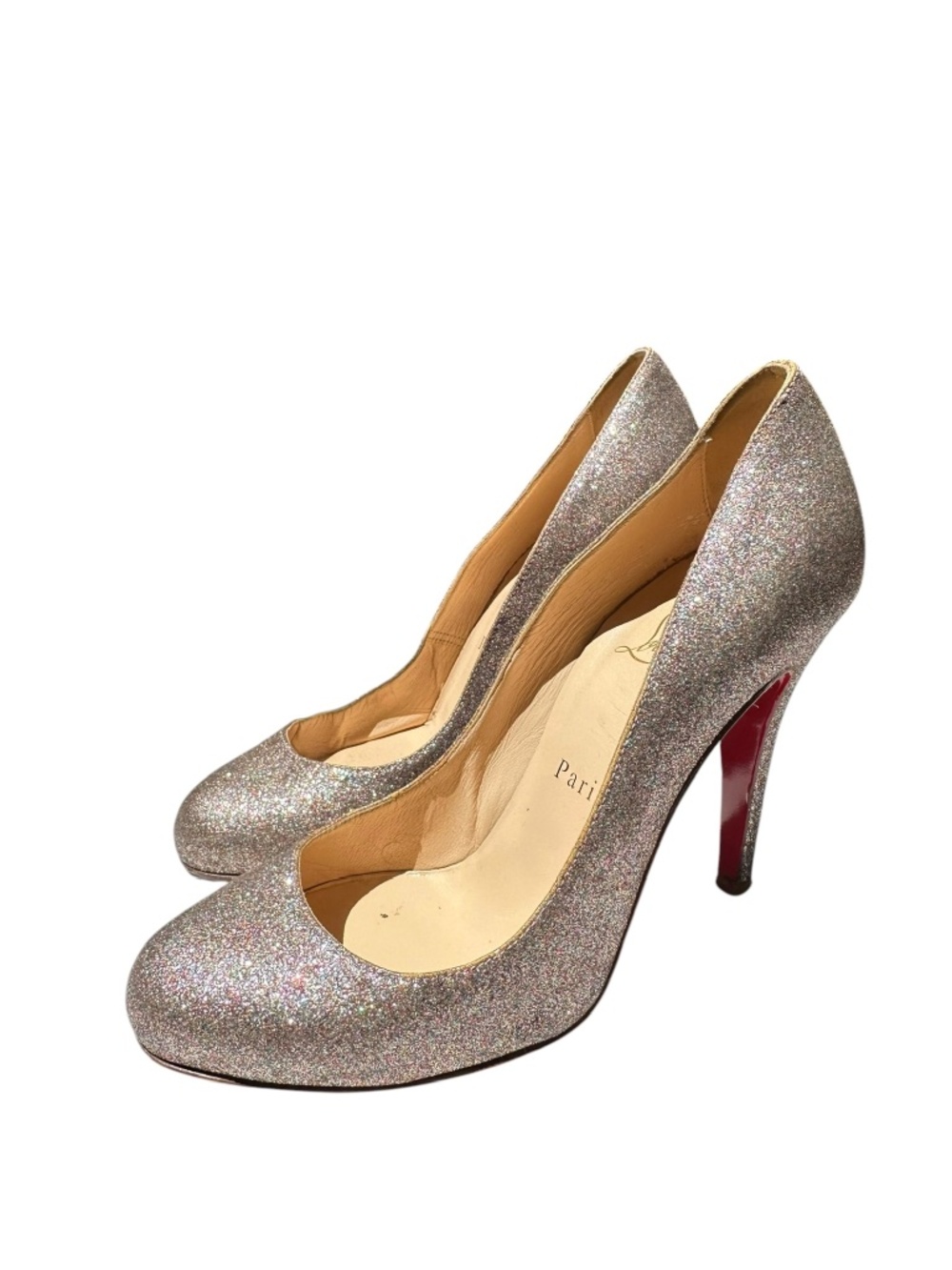 Genuine Christian Louboutin Ron Ron Glitter Mini 37.5 Heels Shoes